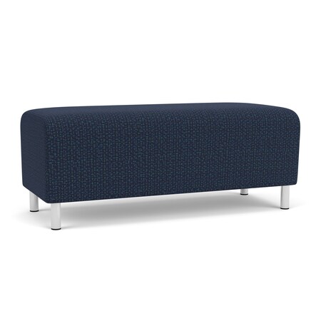 Lesro Siena Lounge Reception Loveseat Bench, Brushed Steel, RF Blueberry Upholstery SN6001